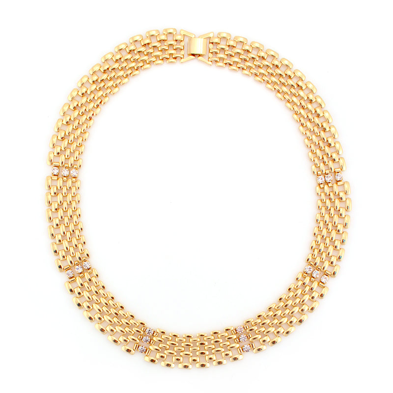 Gold-Tone Metal Crystal Necklace