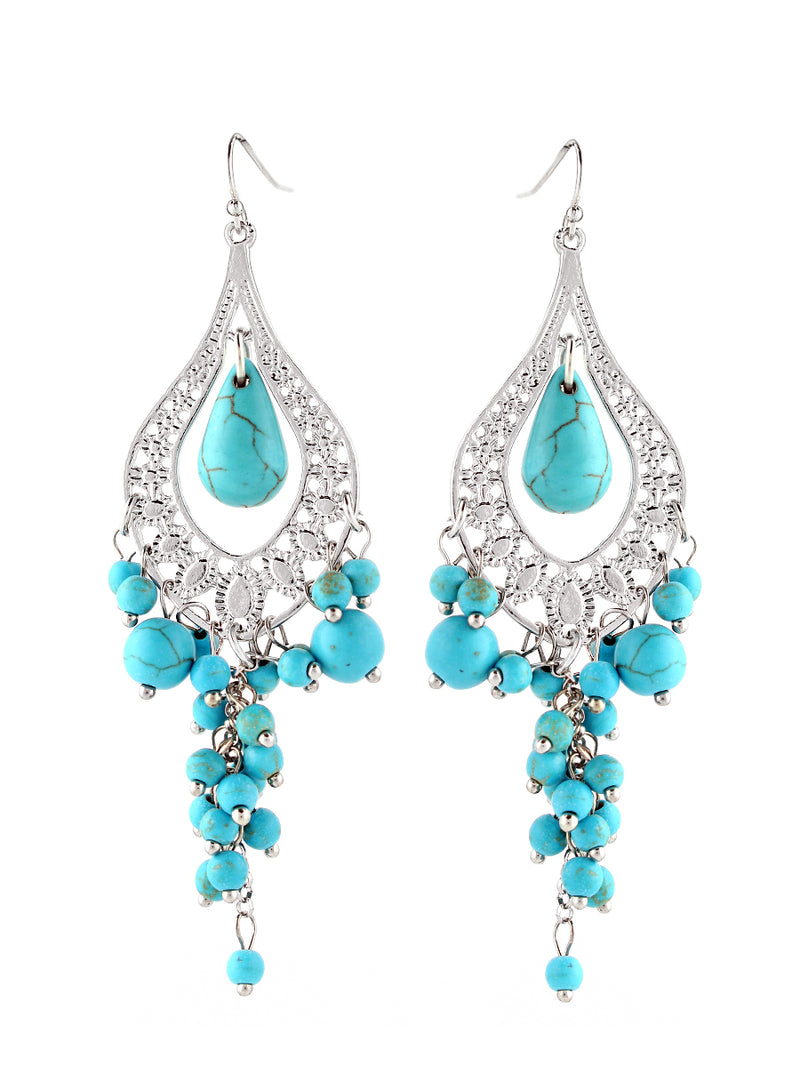 Turquoise And Silver Chandelier Earring
