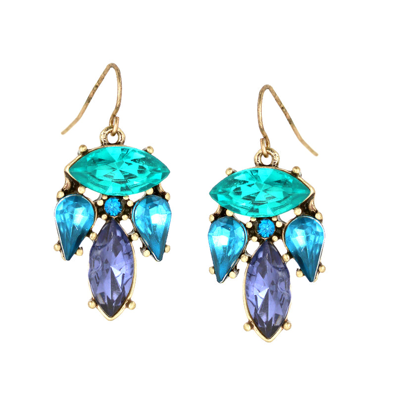 Aqua and turquoise flower stone earrings