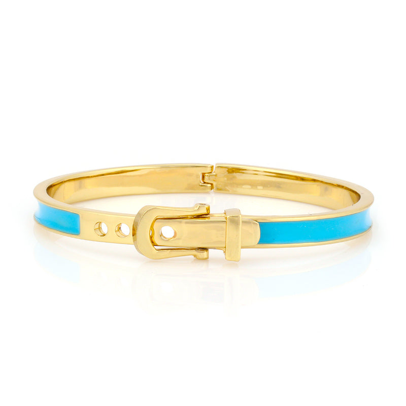 Gold-Tone Buckle Turquoise Hinged Bracelets