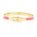 Gold-Tone Metal Buckle Pink Hinged Bracelets