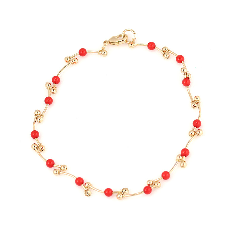 Gold Plated Red Color Anklet