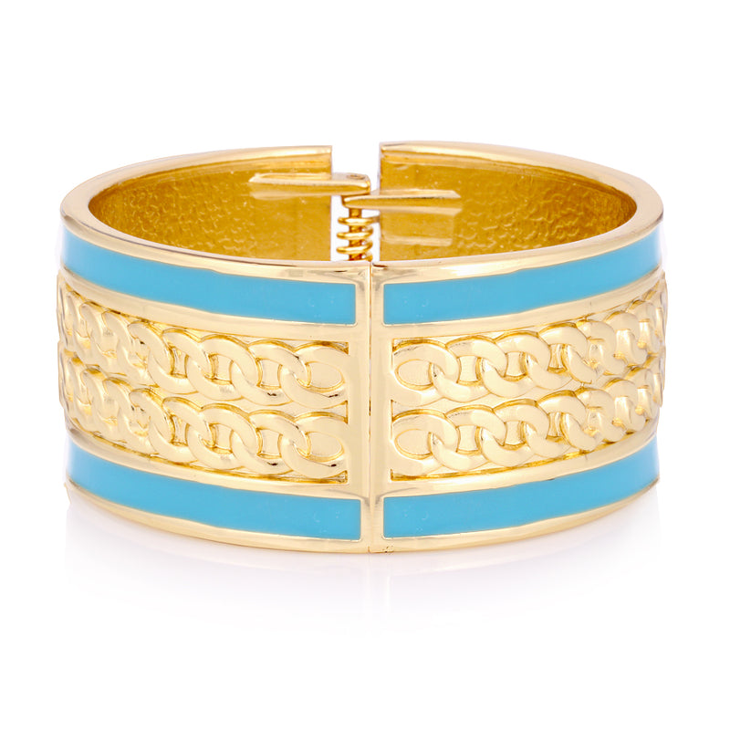 GOLD TURQUOISE METAL CHAIN BANGLE L