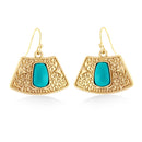 Gold-Tone Metal Turquoise Earrings