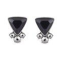 Silver Plated Oxide Black Color Glass With Hematite Earring