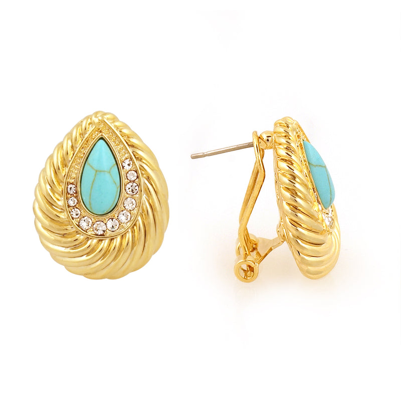 Turquoise Gold Cable Earring