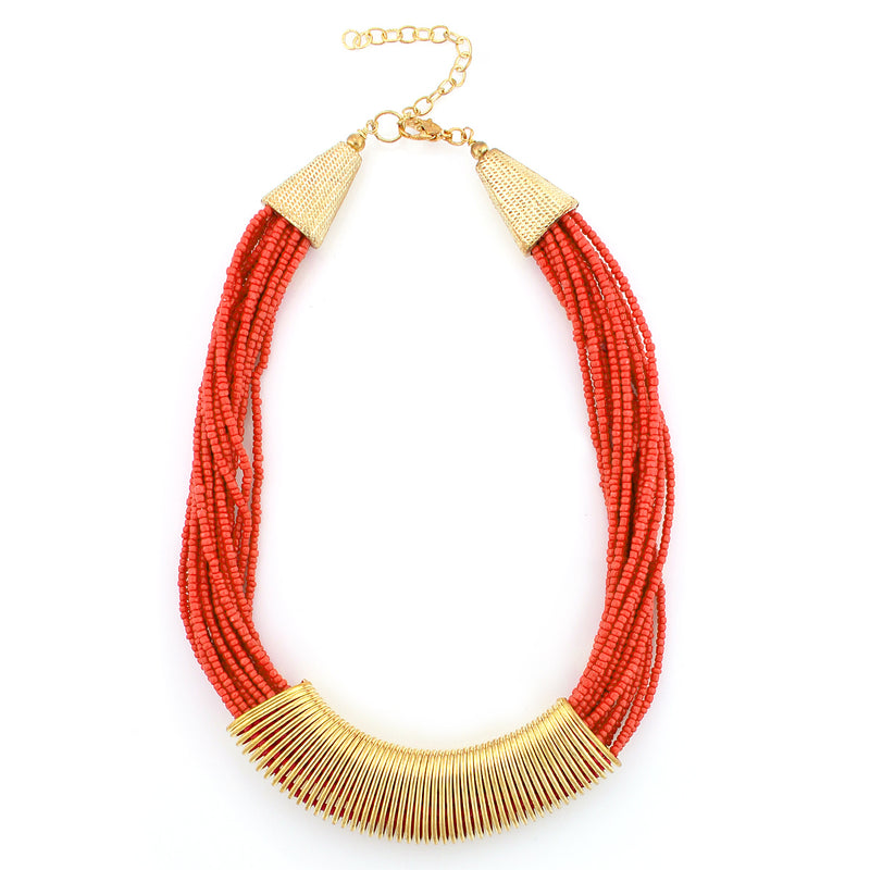 Gold-Tone Coral Bead Necklace