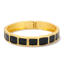 Gold-Tone Metal Black Hinged Bracelets