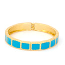 Gold-Tone Metal Turquoise Hinged Bracelets 
