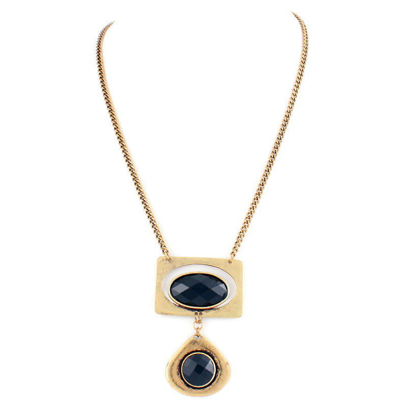 Black Onyx And Gold Long Necklace