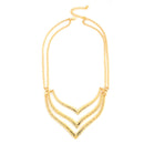 Gold-Tone There Row Metal Necklace 