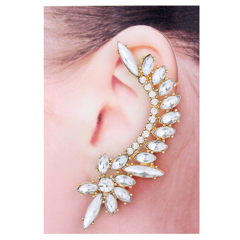 White Crystal Gold Ear Cuff