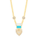 Gold-Tone Turquoise And White Crystal Necklace
