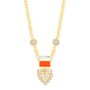 Gold-Tone Coral And White Crystal Necklace