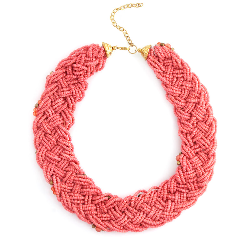 Coral And Gold Bead Necklace