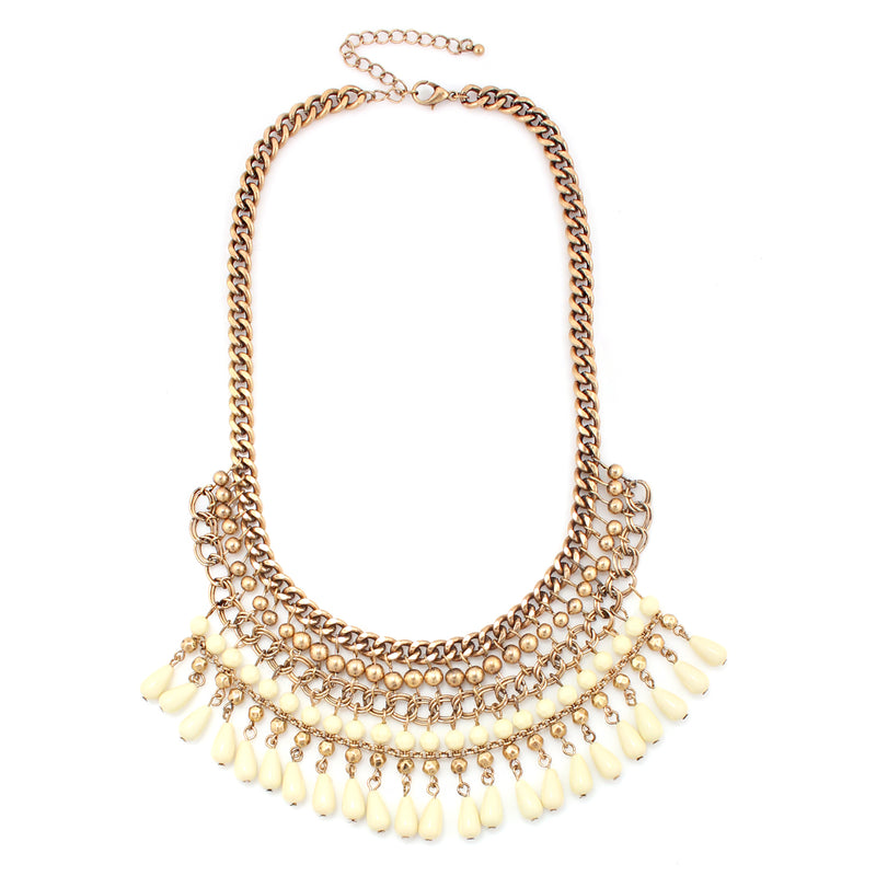 Gold-Tone Metal Creaml Ethnic Cleopatra Necklace