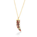 Gold-Tone Coral Horn Pendant Long Necklace