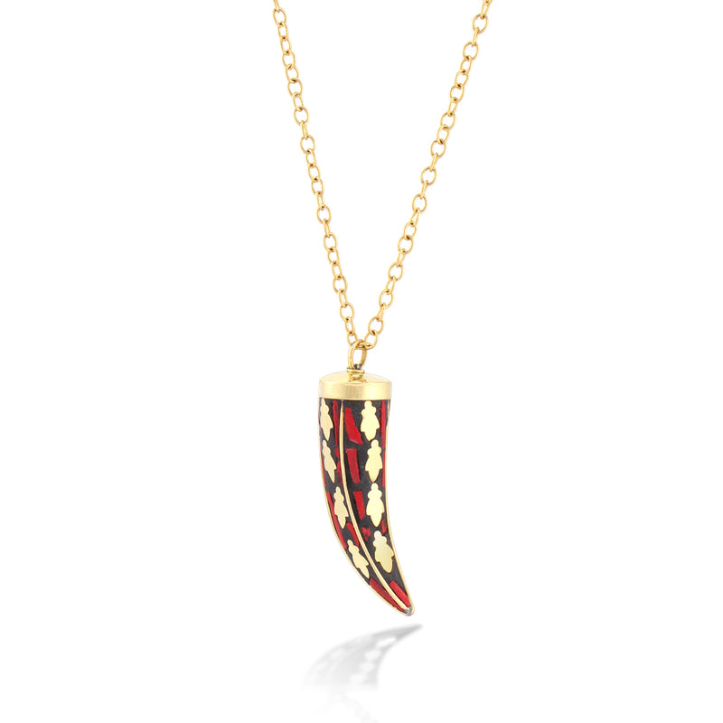Gold-Tone Coral Horn Pendant Long Necklace