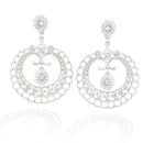 Silver Matt Hallow Out Flower Pendant Earring