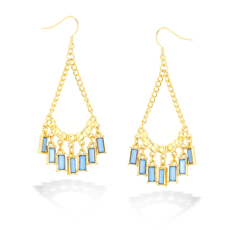 Gold Chandelier Earrings With Turquoise Plates