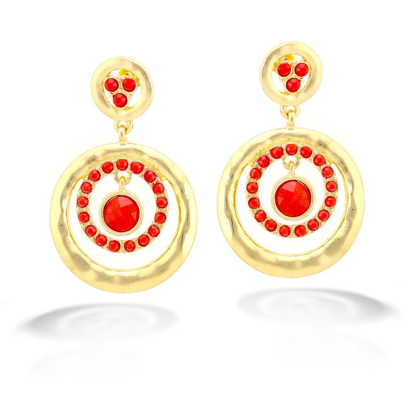 Red And Gold Indian Round Drop Earrings