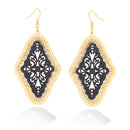 Gold And Black Intricate Diamond Shaped Earrings