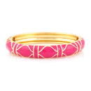 Gold-Tone Fushia Hinged Epoxy Design Bangle 