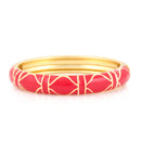 Gold-Tone Fushia Hinged Epoxy Design Bangle 