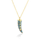Gold-Tone Blul Horn Pendant Long Necklace