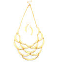 Gold-Tone Metalshiny Necklace And Earring Set