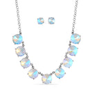 Silver-Tone Metal Yellow Crystal Adjustable Lobster Claw Closures Neckaces Set