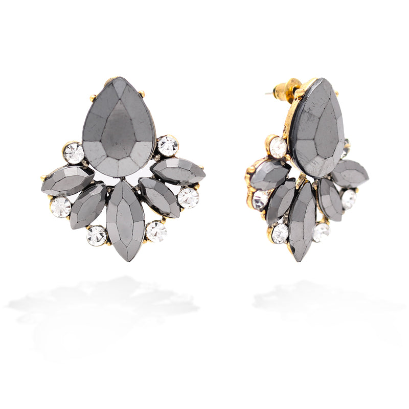 Gold-Tone Faceted Hematite And Crystal Earrings