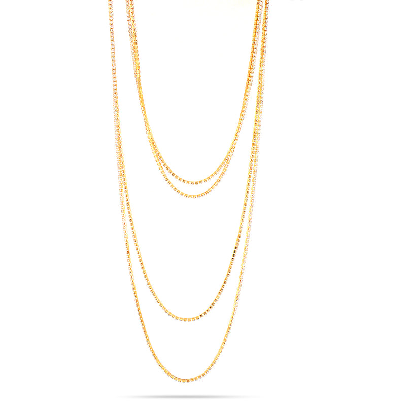 Gold-Tone White Crystal Long Chain Necklace