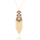 Gold-Tone Metal Long Chain Tassel Necklace