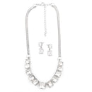 Silver-Tone White Crystal Necklace And Earring Set