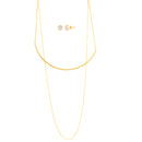 Gold-Tone 2 Layered Necklace And Earrings Set