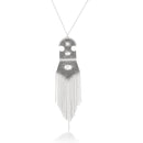 Silver-Tone Metal Long Chain Tassel Necklace
