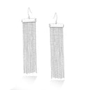 Silver-Tone 12 Row Chain Tassel Earrings