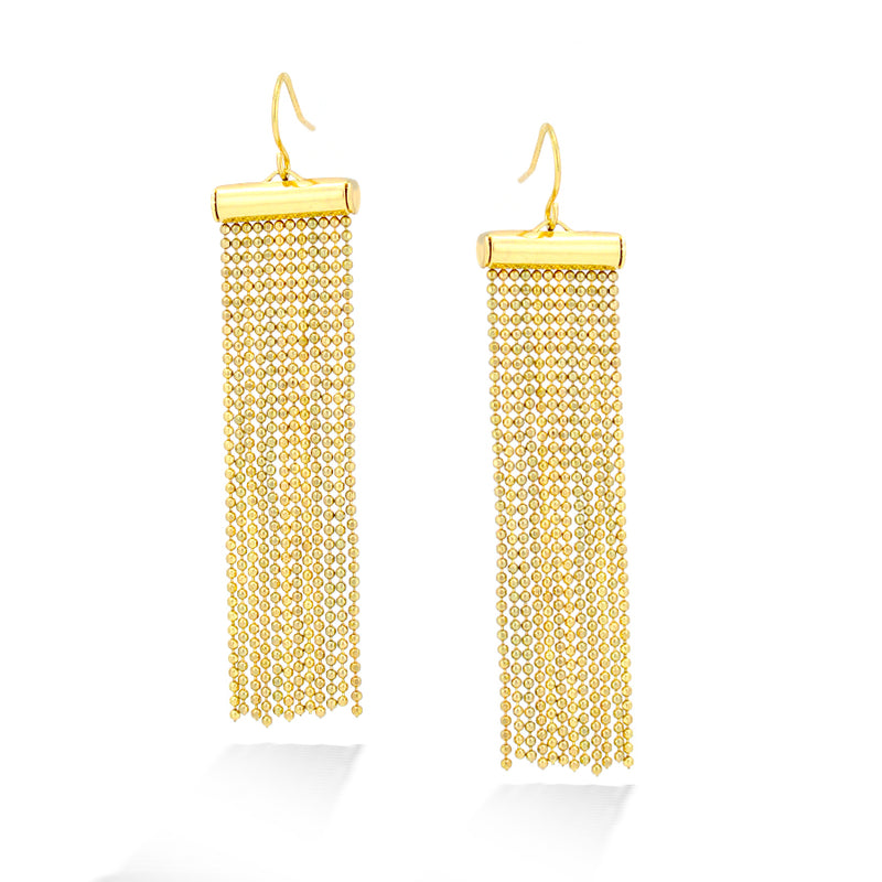 Gold-Tone 12 Row Chain Tassel Earrings