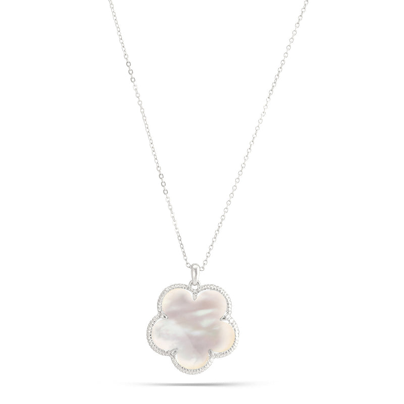 Silver-Tone Metal Mother Of Pearl Necklace