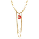 Taza-Gold-Tone Metal Coral Enamel Pendant Tassel Necklace