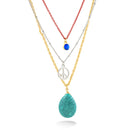 Gold Matte Finished Cross Turquoise Beads Necklace