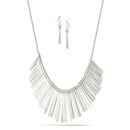 Silver-Tone Metal Layered Necklace And Arrings Set