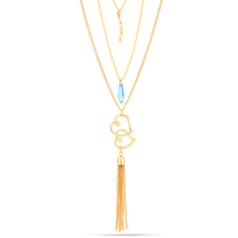 Gold-Tone Metal 3 Layered Tassel Necklace