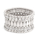 Rhodium-Tone Metal Crystal Stretch Bracelets