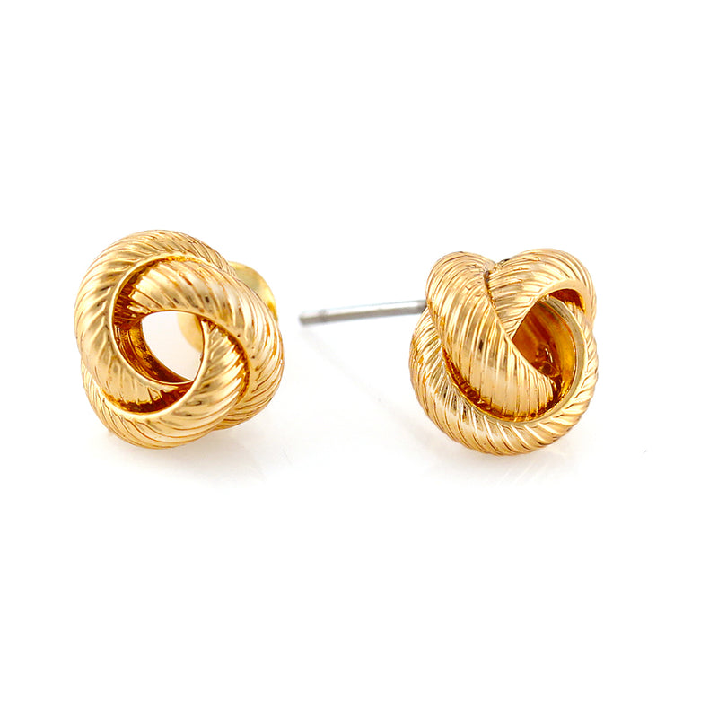 Gold-Tone Metal Rope Knot Stud Earrings