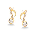 Tazza-Gold-Tone Metal Music Note Crystal Stud Earrings