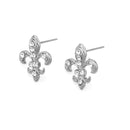 Tazza-Rhodium-Tone Metal Crystal Stud Earrings