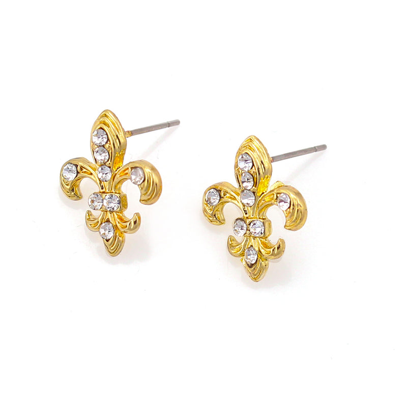 Tazza-Gold-Tone Metal Crystal Stud Earrings
