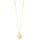 Taza-Gold-Tone Metal Cream Teardrop Pendant Necklae